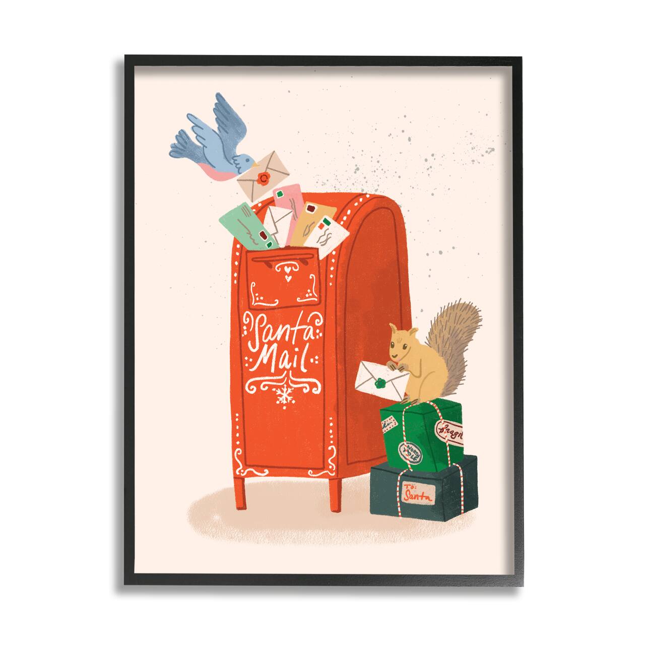 Stupell Industries Santa's Mail Postal Letters Animals Framed Giclee Art